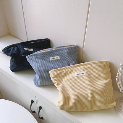 Solid Color Corduroy Simple Makeup Bag
