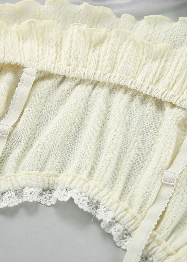Knitted Two Piece Lounge Set With Lace Trim