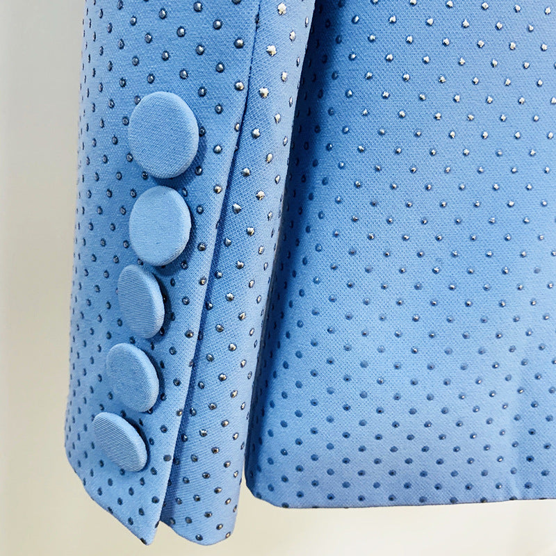 Blingbling Suit Top With One-Button And Flared Trousers Set