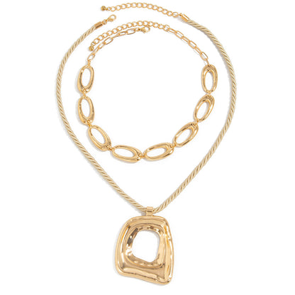 Punk Hip-Hop Pearl Cross Necklace Geometric Layered Accessory