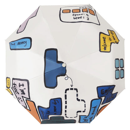 Tetris Pattern Folding Travel Umbrella for Sun and Rain