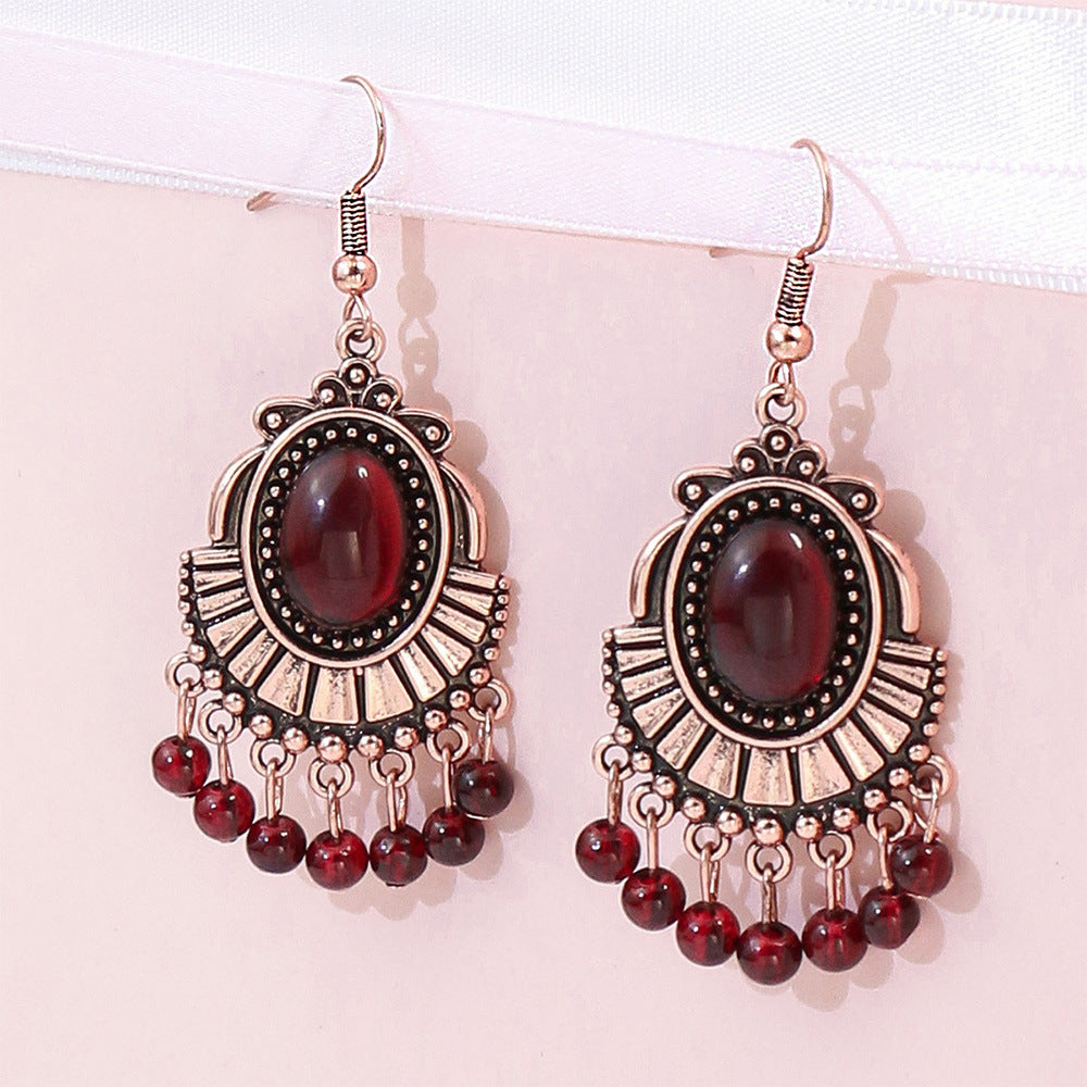 Bohemian Style Vintage Geometric Gemstone Earrings for Women