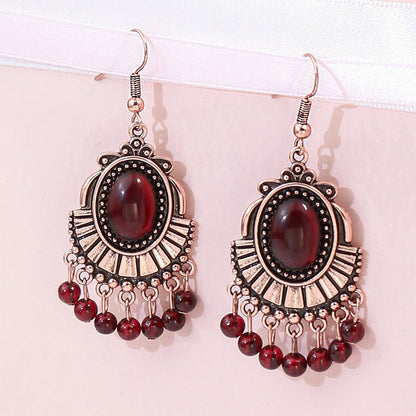 Bohemian Style Vintage Geometric Gemstone Earrings for Women