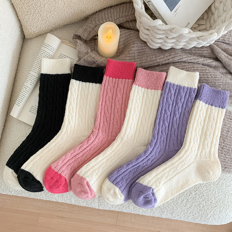 Color Block Twist Warm Thicken Socks