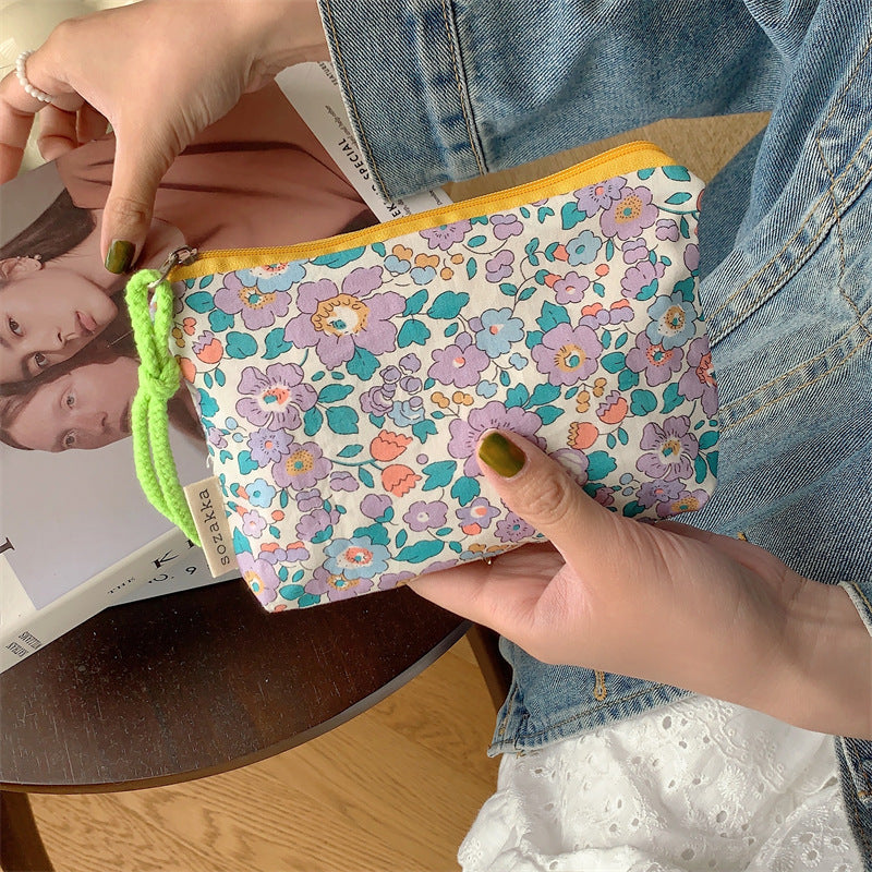 Simple Flower Print Mini Make Up Bag