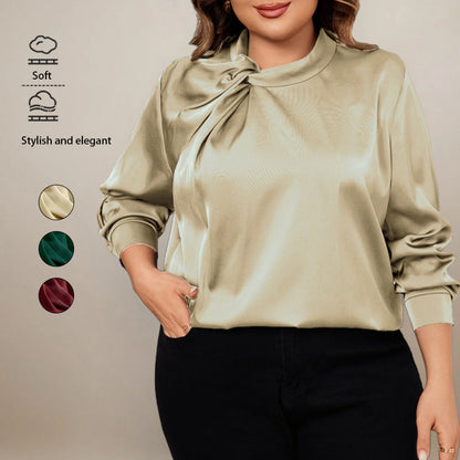 Solid Color Loose Fit Long Sleeve Shirt for Women