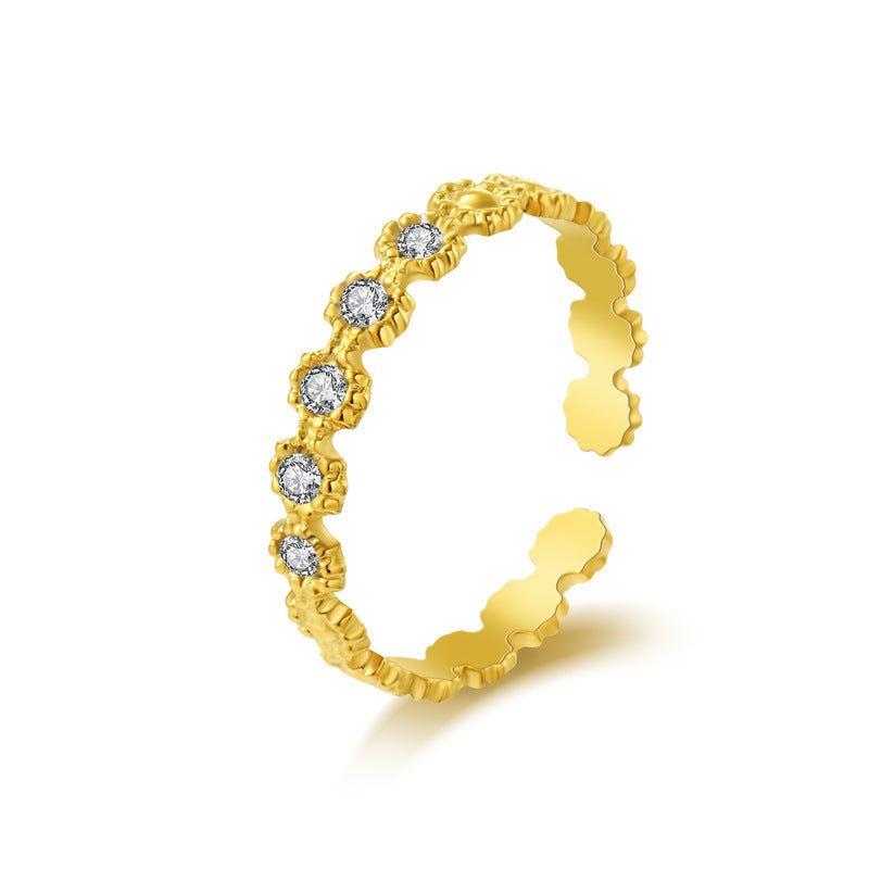 Rhinestone Hollow Out Open Trendy Adjustable Ring