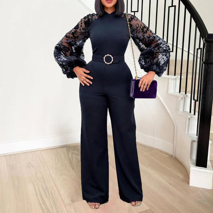Elegant High-Waisted Wide-Leg Jumpsuit With Belt