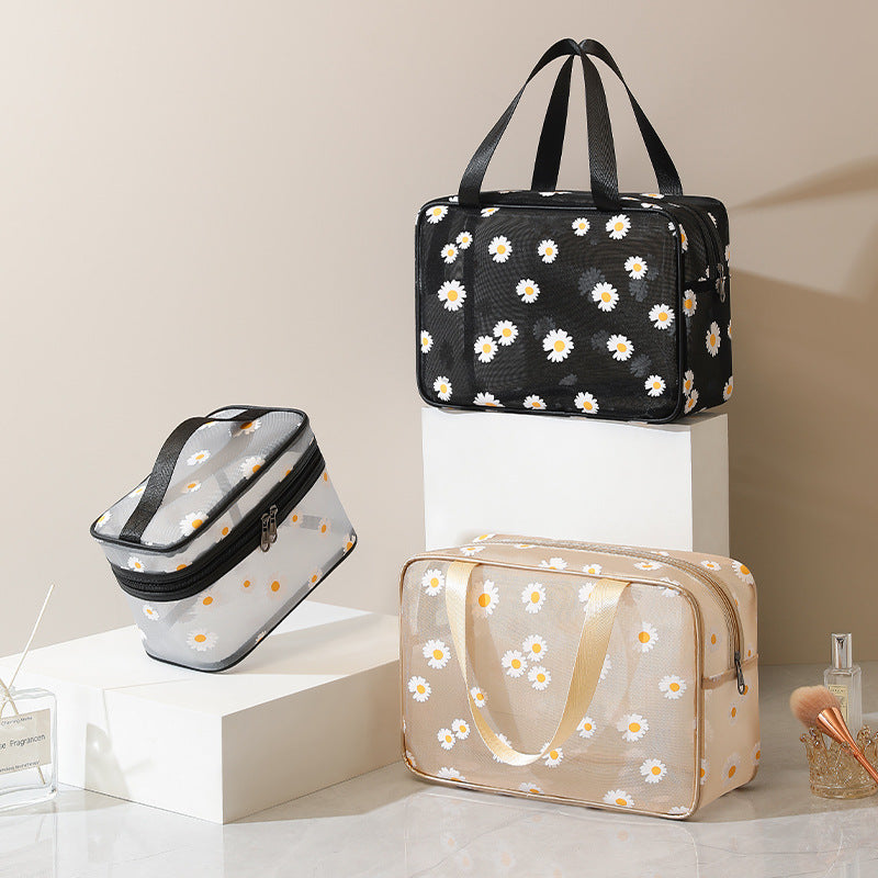 Daisy Large Capacity Portable Mesh Cosmetic Bags