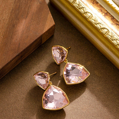Geometric Triangle Zircon Stud Earrings For Women Elegant Chic Style