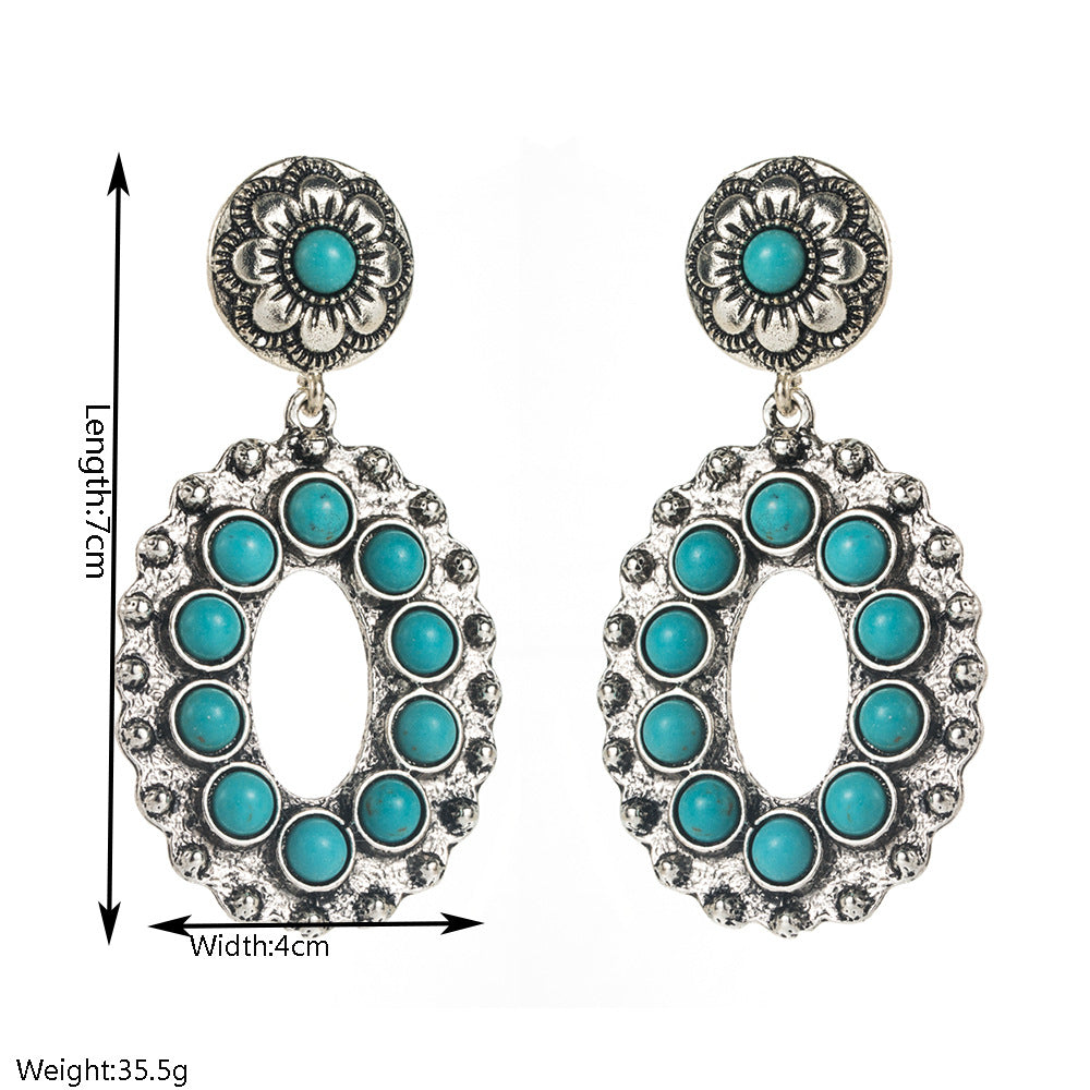 Bohemian Turquoise Floral Earrings for Women