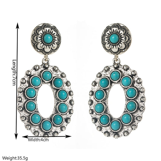 Bohemian Turquoise Floral Earrings for Women