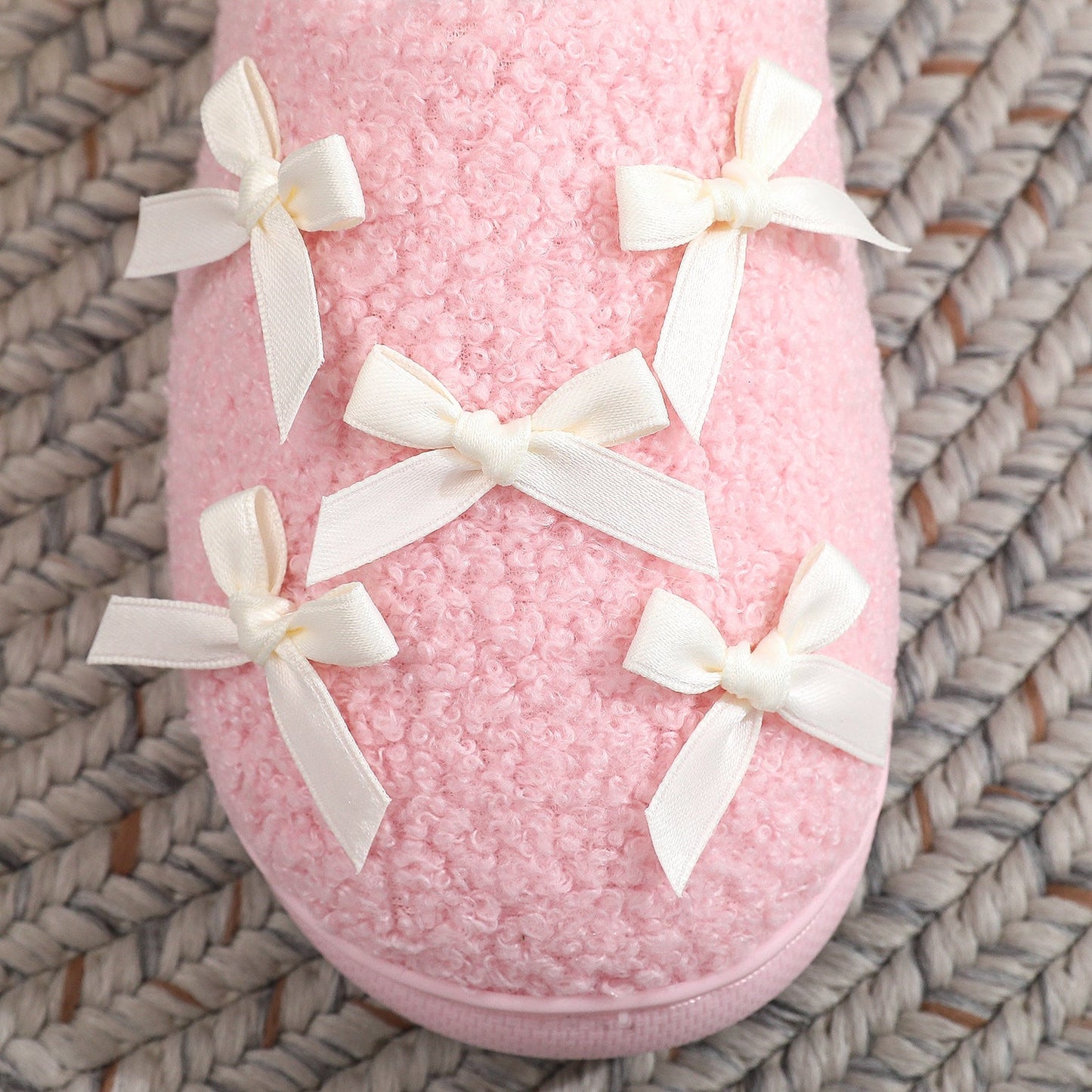 Bow Knot Plush Warm Winter Indoor Slippers