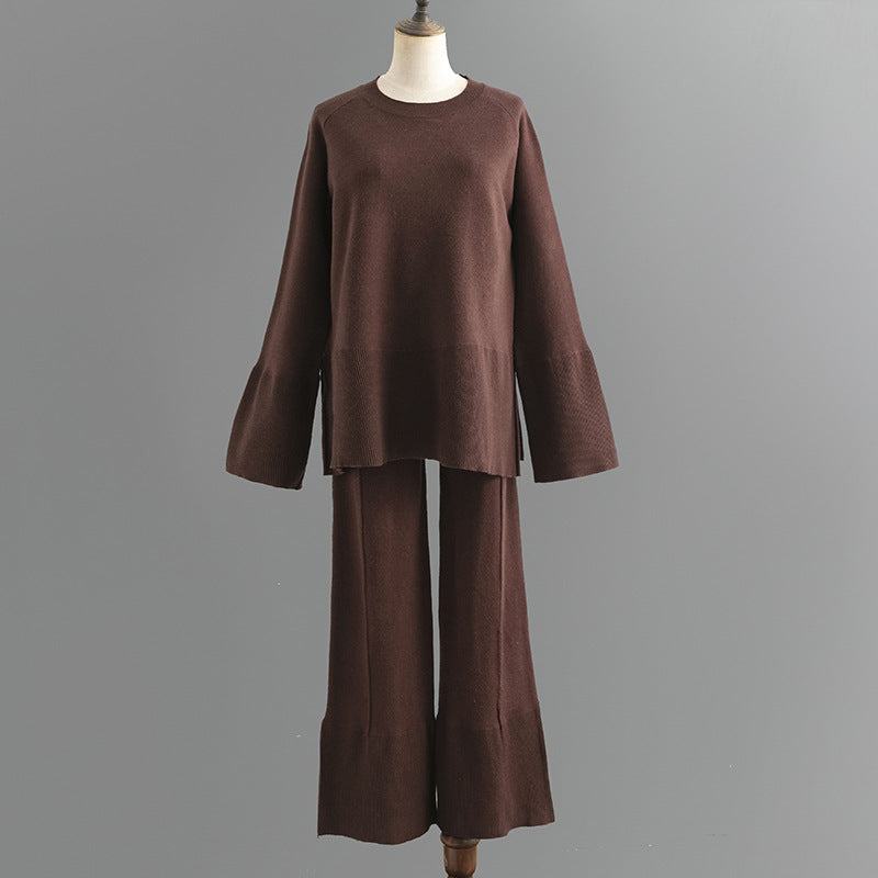 2+ Round Neck Side Split Knit Sets