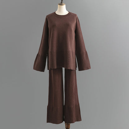 2+ Round Neck Side Split Knit Sets