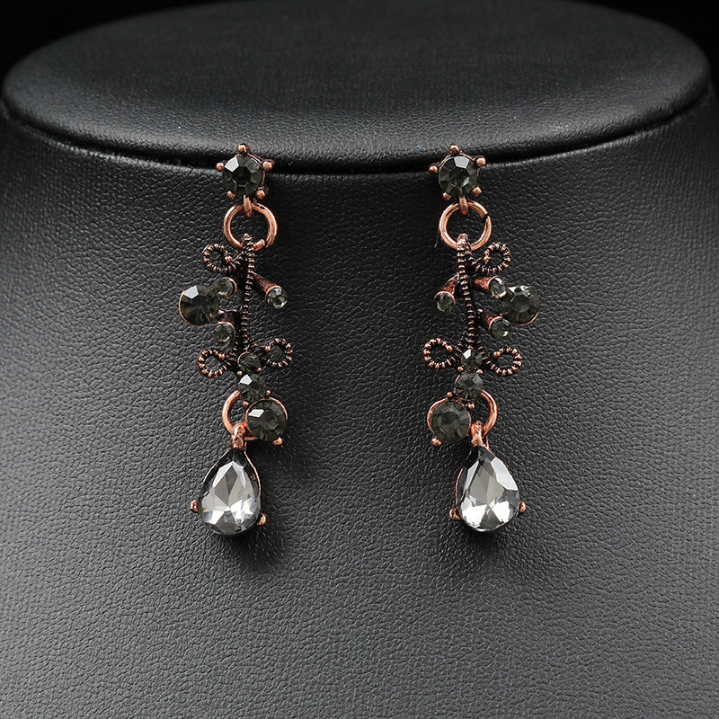 Vintage Gemstone Necklace and Earrings Set for Women
