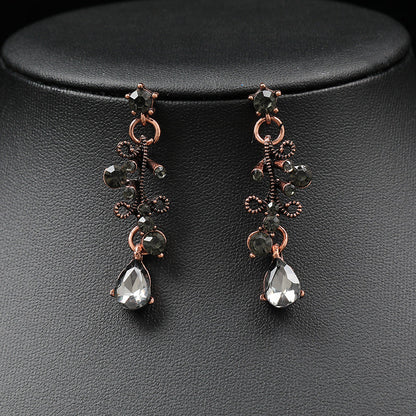 Vintage Gemstone Necklace and Earrings Set for Women