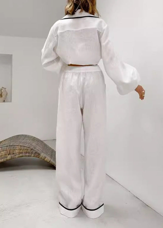 Lounge Set In Lightweight Fabric With Contrast Piping