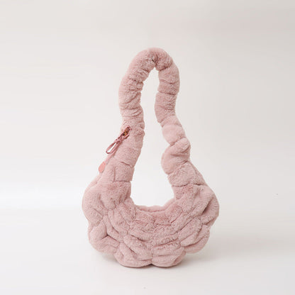 Trendy Plush Croissant Cloud Bag Soft Casual Shoulder Bag