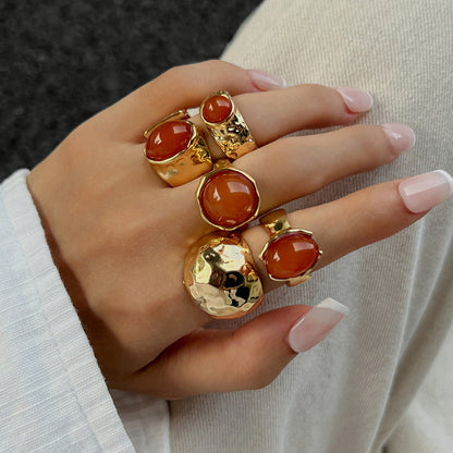 Geometric Vintage Gemstone Ring Set For Women