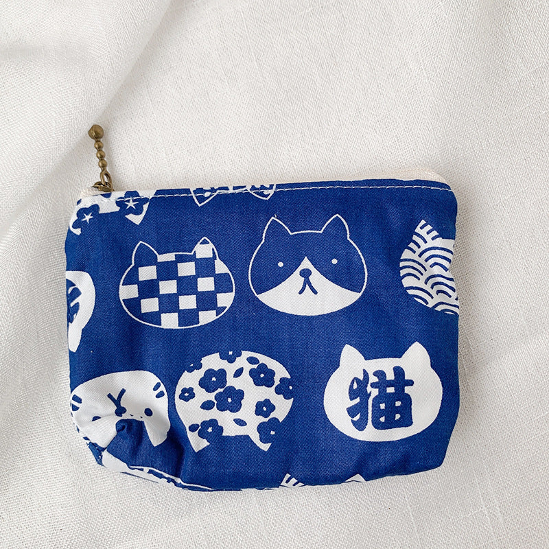 Mini Cartoon Zipper Wallet for Women Cute Floral Fabric Purse
