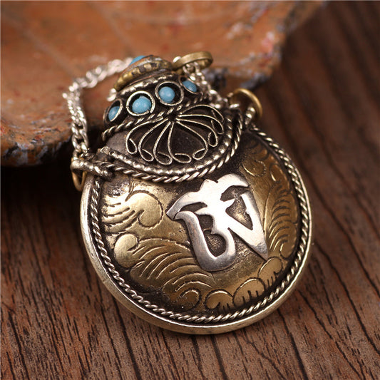 Hand-Made Tibetan Retro Folk Style Gagawu Box Small Pot Necklace Pendant For Men And Women