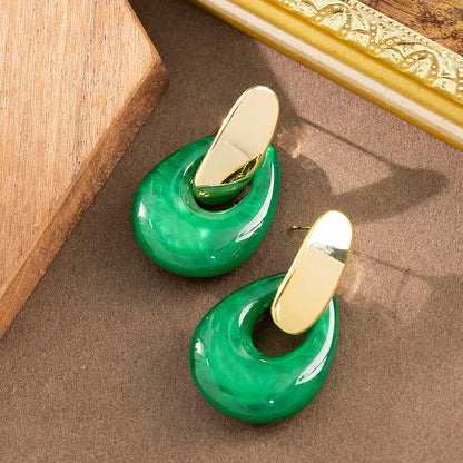 Retro Geometric Resin Drop Earrings Stylish Statement Earrings For Women