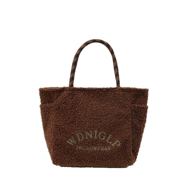 Minimalist Lambswool Tote Bag with Letter Design
