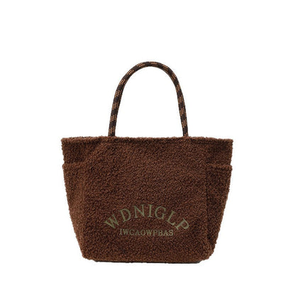 Minimalist Lambswool Tote Bag with Letter Design