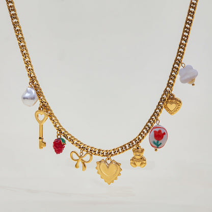 Beach Style Gold Pendant Scarf Necklace