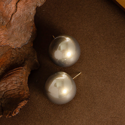 Statement Pearl Stud Earrings Elegant Geometric Design Alloy 925 Silver