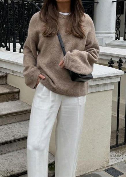 Oversized Knit Sweater Soft Breathable Fabric