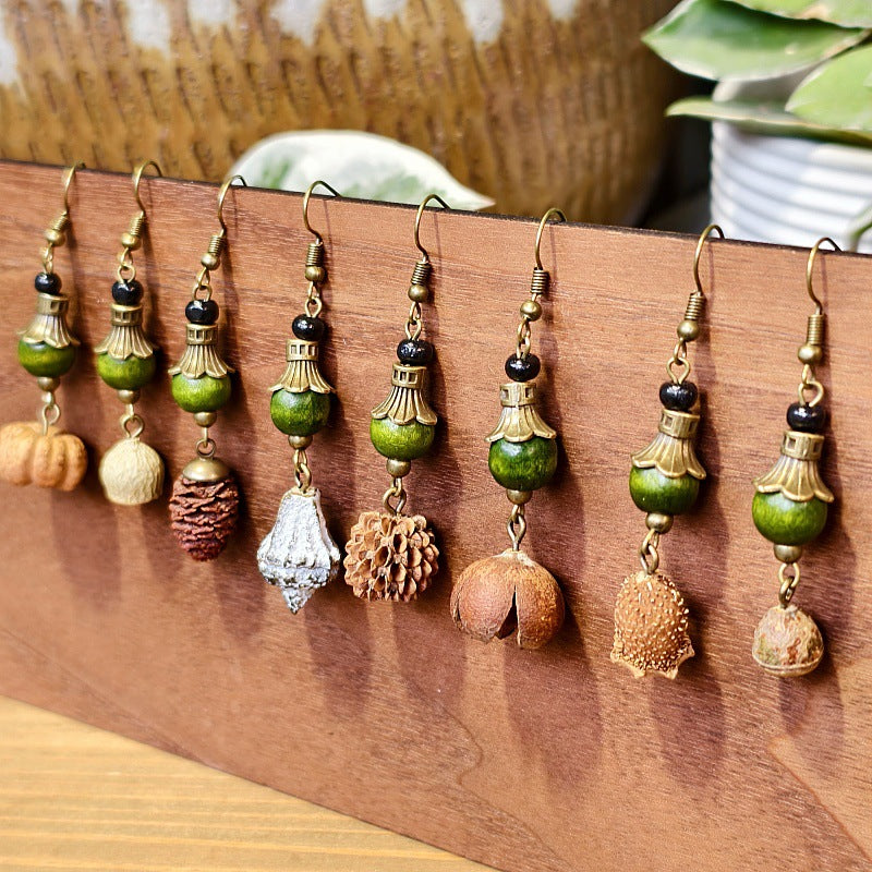 Bohemian Leaf Design Alloy Earrings with Natural Elements