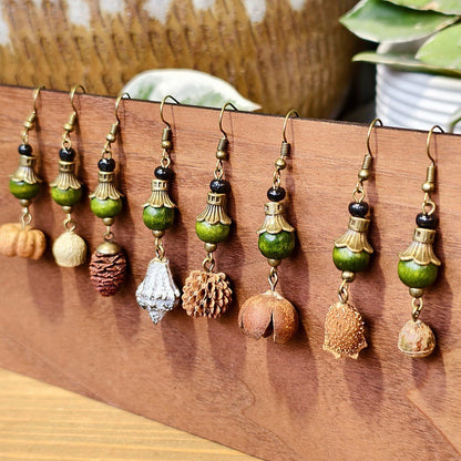 Bohemian Leaf Design Alloy Earrings with Natural Elements