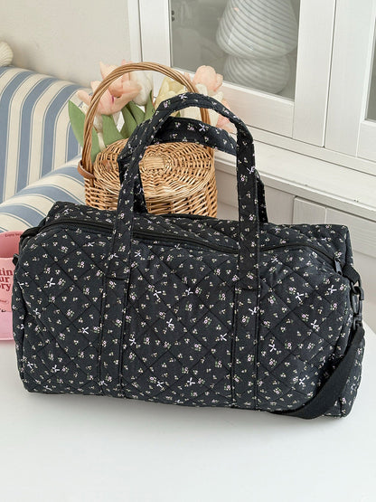 Floral Quilted Travel Bag Large Capacity Lightweight Boston Bag