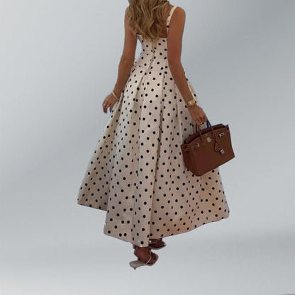 Polka Dot Strapless Maxi Dress Elegant Style