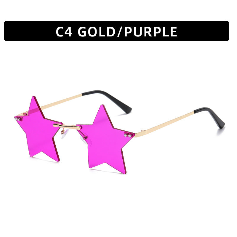 Fashionable Frameworkless Star-Shaped Sunglasses Punk Style