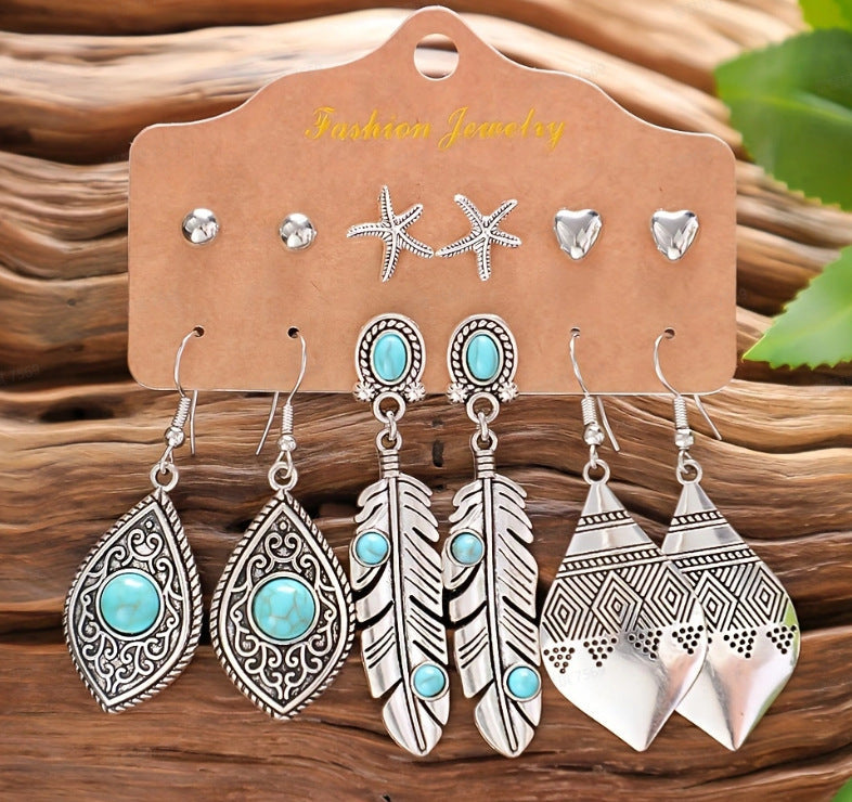 Bohemian Geometric Tassel Earrings Set