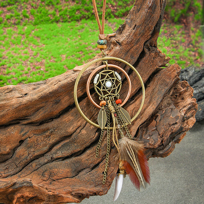 Colorful Feather Pendant Necklace Bohemian Style Butterfly Jewelry