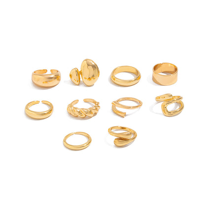 Geometric Metal Cross-Ring Set Trendy Hip-Hop Style