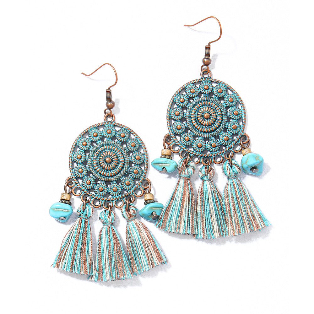 Bohemian Tassel Dangle Earrings Handmade Tribal Style