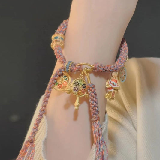 Tibetan Thangka Woven Hand Rope Ethnic Style Lucky Hand Strand Light Luxury Small And Exquisite Retro Women'S Bracelet