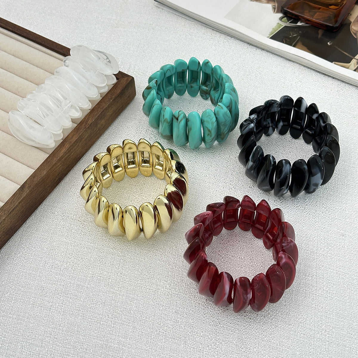 Unique Resin Gradient Bangle Stylish Stretch Bracelet
