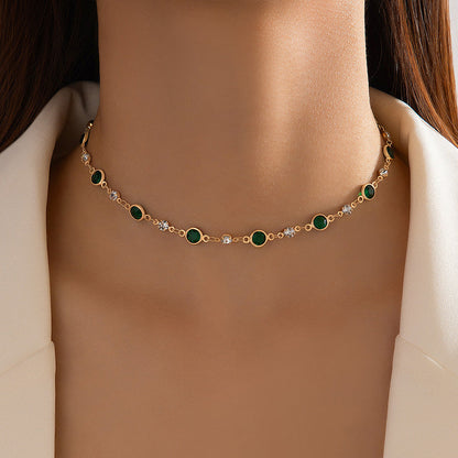 Trendy Green Cubic Zirconia Choker Necklace For Women