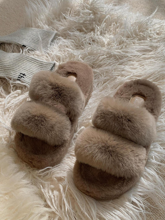 Plush Solid Color Fur Chunky Slippers