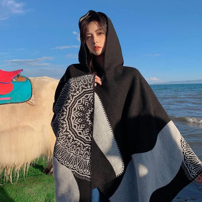 New Autumn And Winter Ethnic Scarf For Women Tibet Cloak Thickened Desert Cloak