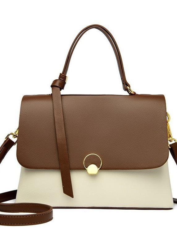 Two Tone Leather Top Handle Shoulder Bag