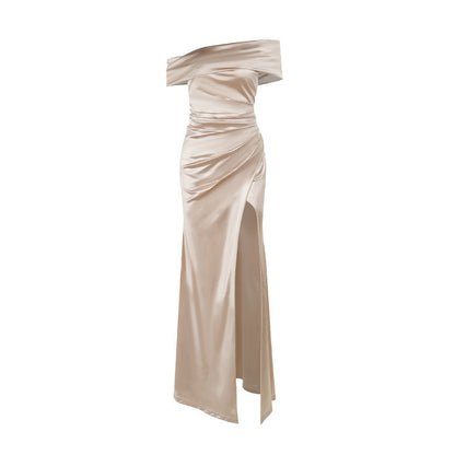 Off-Shoulder Elegant Bodycon Dress with Slit