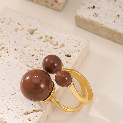 Elegant Adjustable Red Pearl Ring For Women