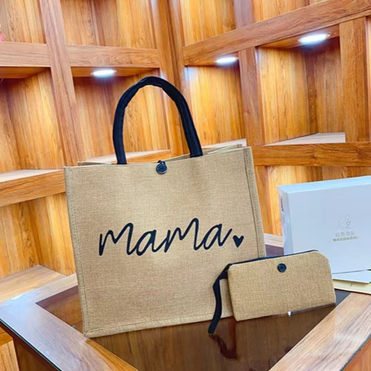 Trendy Printed Linen Tote Bags Set